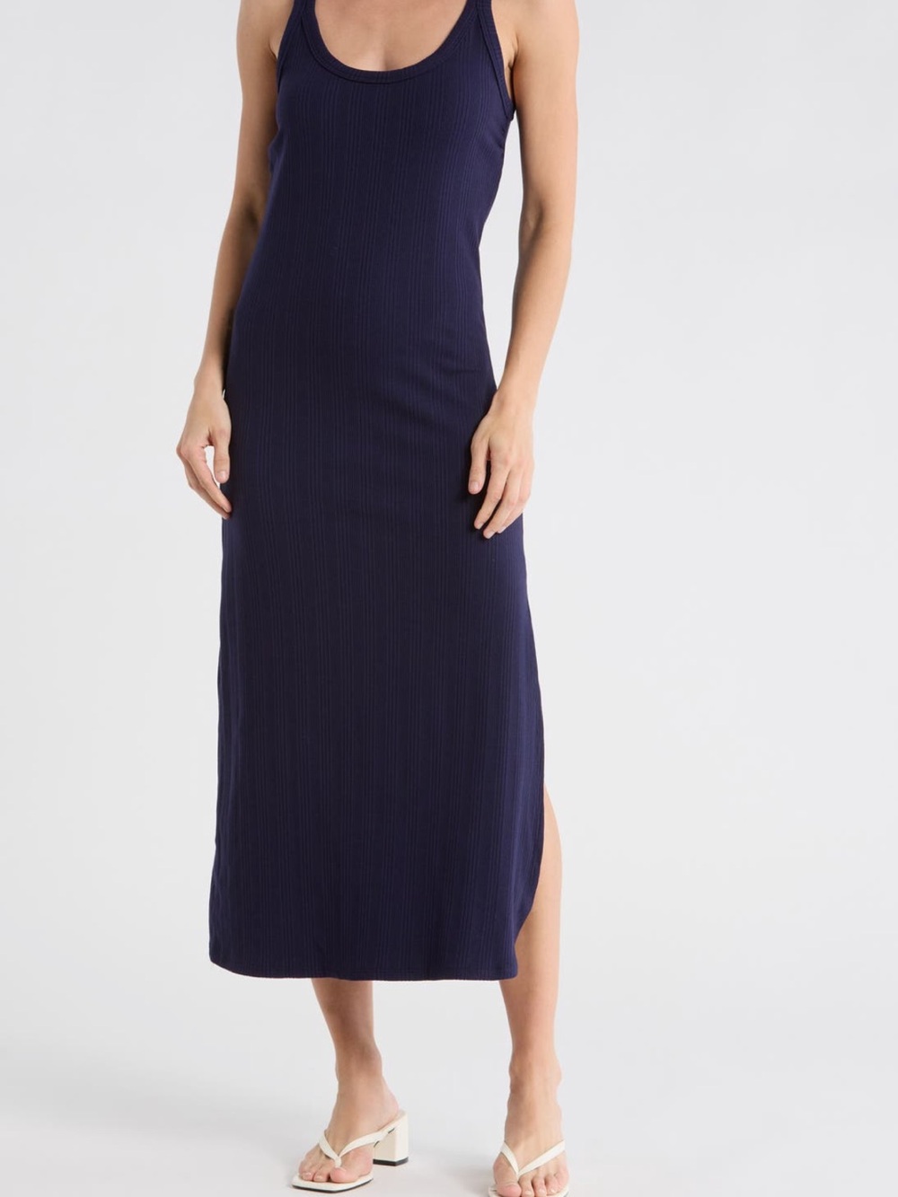 Vitamin A Navy Ribbed Tank Midi Dress